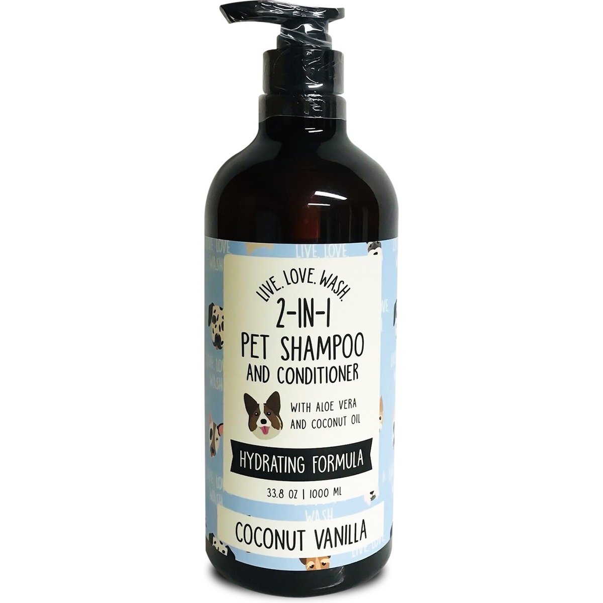 Precious Tails Live. Love. Wash. 2-in-1 Dog & Cat Shampoo & Conditioner, Coconut Vanilla Scented, 1000-mL bottle