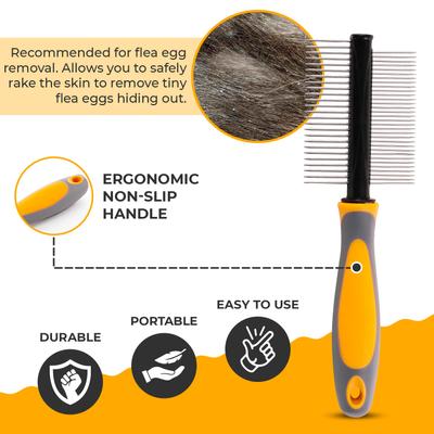 Show full view: Precious Tails Double Sided Metal Pin Dog & Cat Comb, Gray White slide 10 of 10