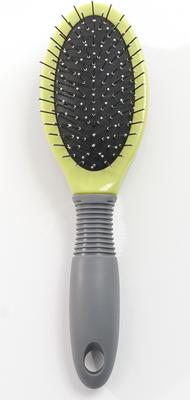 Show full view: Precious Tails Double Sided Soft Bristles Dog & Cat Slicker Brush, Gray Lime slide 2 of 10