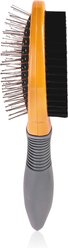 Precious Tails Double Sided Soft Bristles Dog & Cat Slicker Brush, Gray Orange