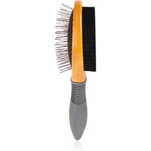 Precious Tails Double Sided Soft Bristles Dog & Cat Slicker Brush, Gray Orange
