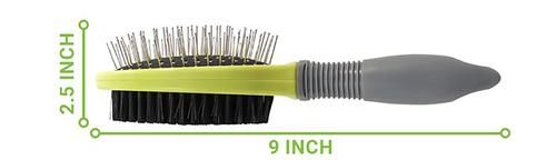 Show full view: Precious Tails Double Sided Soft Bristles Dog & Cat Slicker Brush, Gray Lime slide 7 of 10