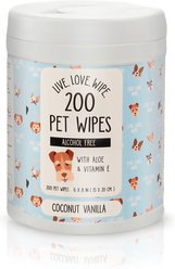 Precious Tails Live. Love. Wash. Dog Grooming Wipes, Coconut Vanilla Scented, 200 count