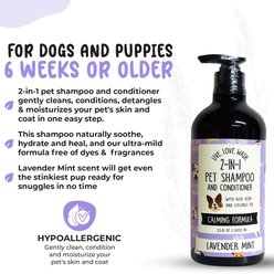 Precious Tails Live. Love. Wash. 2-in-1 Dog & Cat Shampoo & Conditioner, Lavender Mint Scented, 1000-mL bottle slide 2 of 6