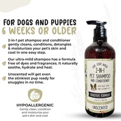 Precious Tails Live. Love. Wash. 2-in-1 Dog & Cat Shampoo & Conditioner, Unscented, 1000-mL bottle slide 2 of 6