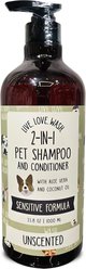 Precious Tails Live. Love. Wash. 2-in-1 Dog & Cat Shampoo & Conditioner, Unscented, 1000-mL bottle