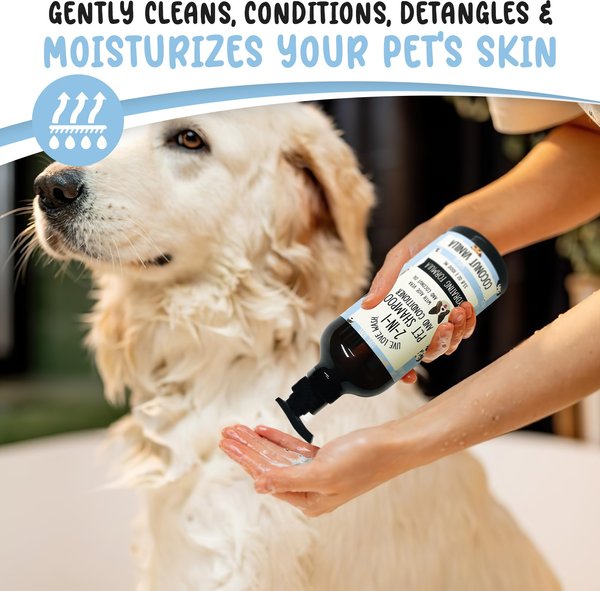 Precious Tails Live. Love. Wash. 2-in-1 Dog & Cat Shampoo & Conditioner, Coconut Vanilla Scented
