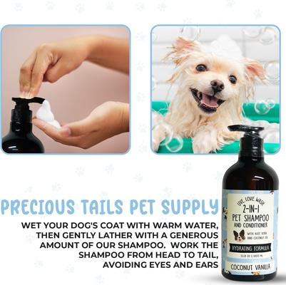 Show full view: Precious Tails Live. Love. Wash. 2-in-1 Dog & Cat Shampoo & Conditioner, Coconut Vanilla Scented, 1000-mL bottle slide 2 of 6