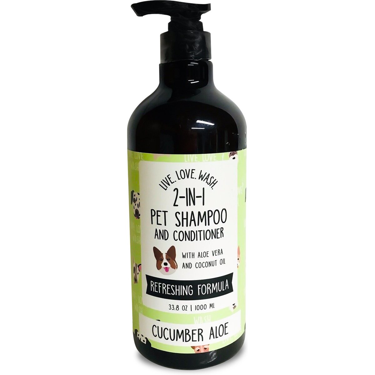 Precious Tails Live. Love. Wash. 2-in-1 Dog & Cat Shampoo & Conditioner, Cucumber Aloe Scented, 1000-mL bottle
