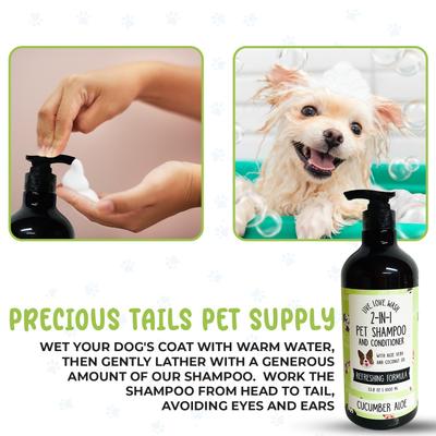Show full view: Precious Tails Live. Love. Wash. 2-in-1 Dog & Cat Shampoo & Conditioner, Cucumber Aloe Scented, 1000-mL bottle slide 2 of 6