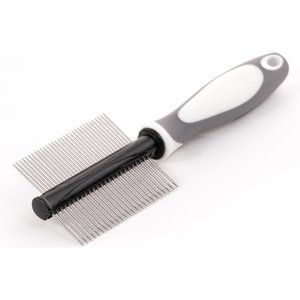 Precious Tails Double Sided Metal Pin Dog & Cat Comb, Gray White