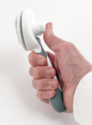 Show full view: Precious Tails Retractable Dog & Cat Slicker Brush, Gray White slide 8 of 9