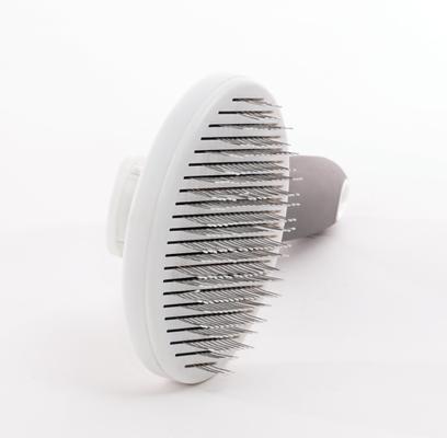 Show full view: Precious Tails Retractable Dog & Cat Slicker Brush, Gray White slide 6 of 9