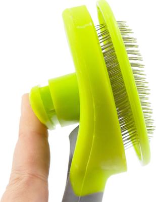 Show full view: Precious Tails Retractable Dog & Cat Slicker Brush, Gray Lime slide 7 of 9