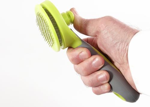 Show full view: Precious Tails Retractable Dog & Cat Slicker Brush, Gray Lime slide 6 of 9