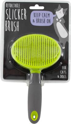 Show full view: Precious Tails Retractable Dog & Cat Slicker Brush, Gray Lime slide 8 of 9