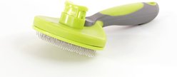 Precious Tails Retractable Dog & Cat Slicker Brush, Gray Lime