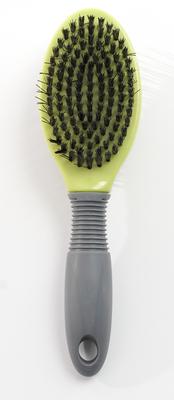 Show full view: Precious Tails Double Sided Soft Bristles Dog & Cat Slicker Brush, Gray Lime slide 3 of 10