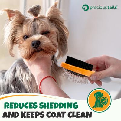 Show full view: Precious Tails Double Sided Soft Bristles Dog & Cat Slicker Brush, Gray White slide 9 of 10
