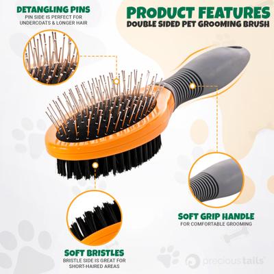 Show full view: Precious Tails Double Sided Soft Bristles Dog & Cat Slicker Brush, Gray Lime slide 9 of 10