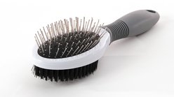 Precious Tails Double Sided Soft Bristles Dog & Cat Slicker Brush, Gray White