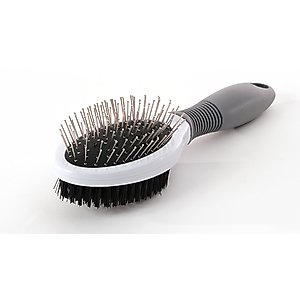 Precious Tails Double Sided Soft Bristles Dog & Cat Slicker Brush, Gray White