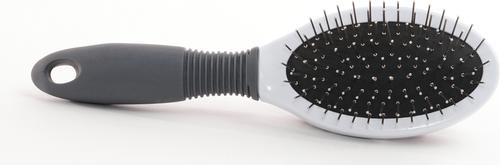 Show full view: Precious Tails Double Sided Soft Bristles Dog & Cat Slicker Brush, Gray White slide 3 of 10