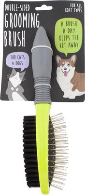 Show full view: Precious Tails Double Sided Soft Bristles Dog & Cat Slicker Brush, Gray Lime slide 6 of 10