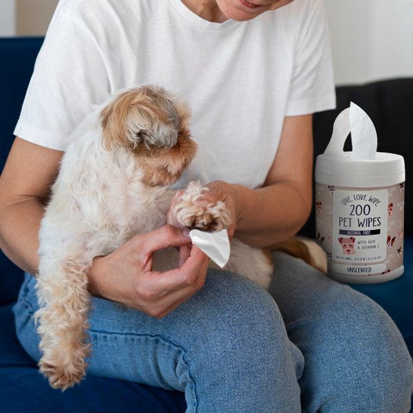 Precious Tails Live. Love. Wash. Dog Grooming Wipes, Lavender Mint Scented