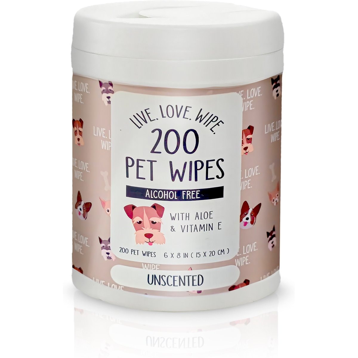 Precious Tails Live. Love. Wash. Dog Grooming Wipes, Unscented, 200 count