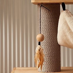 KZLAA 62-in Solid Wood Cat Tree with Toys, Sandal Wood slide 2 of 7