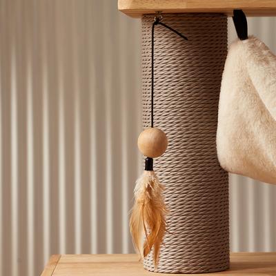 Show full view: KZLAA 62-in Solid Wood Cat Tree with Toys, Sandal Wood slide 5 of 8