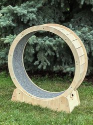 One for Pets Real Oak Treadmill Cat Exercise Wheel Toy, Brown, Small