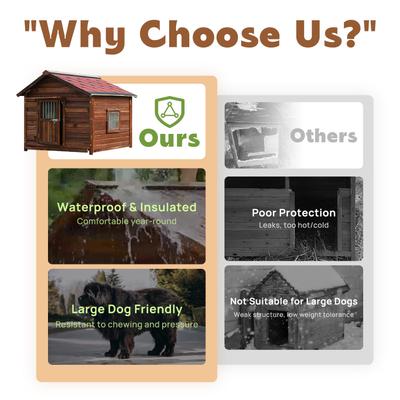 Show full view: KZLAA Solid Pine Wood Dog House, Red Wood, XX-Large slide 8 of 11