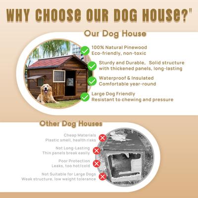 Show full view: KZLAA Solid Pine Wood Dog House, Red Wood, XX-Large slide 6 of 11