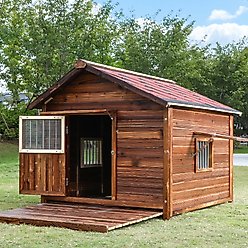 KZLAA Solid Pine Wood Dog House, Red Wood, Large slide 1 of 9