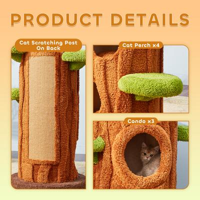 Show full view: KZLAA Elizha 49-in Solid Wood Modern Cat Tree & Condo, Green slide 3 of 6