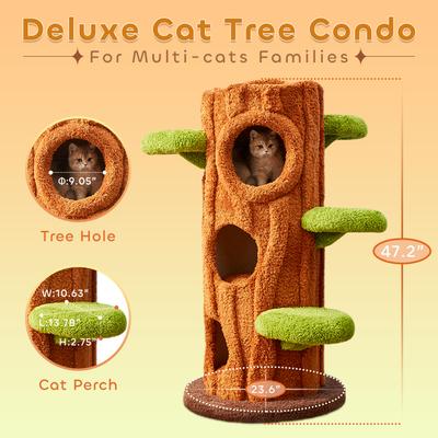 Show full view: KZLAA Elizha 49-in Solid Wood Modern Cat Tree & Condo, Green slide 2 of 6