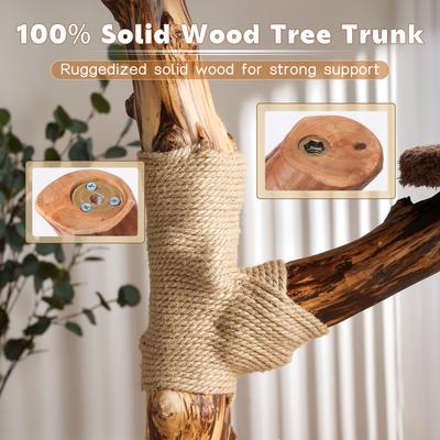 Show full view: KZLAA 54.7-in Solid Wood Cat Tree & Condo, Brown slide 8 of 10