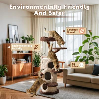Show full view: KZLAA 54.7-in Solid Wood Cat Tree & Condo, Brown slide 9 of 10