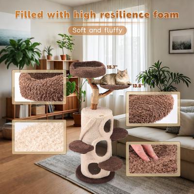 Show full view: KZLAA 54.7-in Solid Wood Cat Tree & Condo, Brown slide 7 of 10