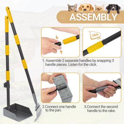 Show full view: Niubya Dog Stainless Steel Rake Pooper Scooper Set, Black & Yellow slide 4 of 9