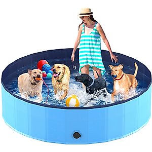 Niubya Collapsible Dog Swimming Pool, Blue, 97 x 16-in