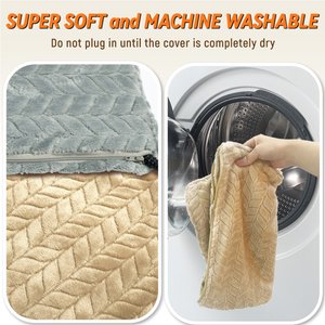 Heeyoo Dog & Cat Heating Pad with Removable Cover, Grey, Large