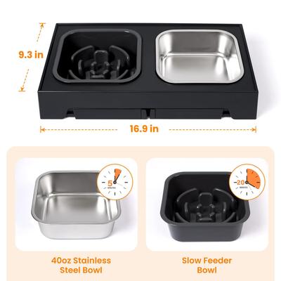 Show full view: Heeyoo Elevated Dog Bowl Set, 2 bowls, 5-cup, Black slide 5 of 8