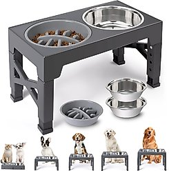 Heeyoo Elevated Dog Bowl Set, 3 bowls, 5-cup, Grey slide 1 of 7