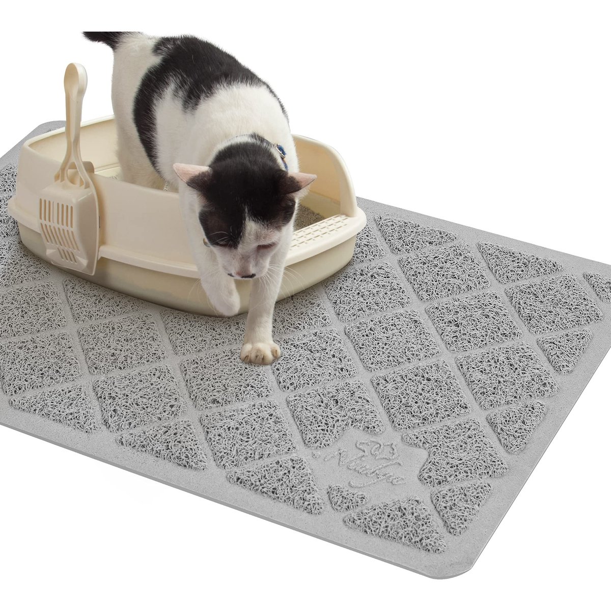Niubya Premium Cat Litter Mat, Grey, 23 x 14-in