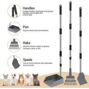 Heeyoo Stainless Steel Spade Poop Scooper Set, Stainless Steel