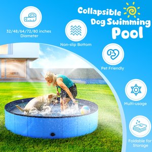Niubya Collapsible Dog Swimming Pool, Blue, 72 x 12-in
