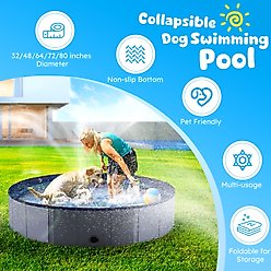 Niubya Collapsible Dog Swimming Pool, Grey, 48 x 12-in slide 2 of 7
